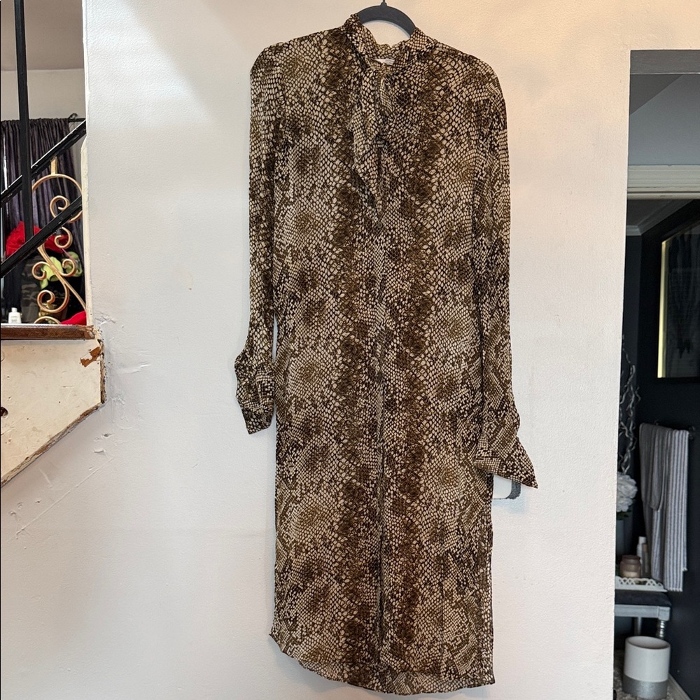 & Other Stories Brown Patterned Long Sleeve Dress